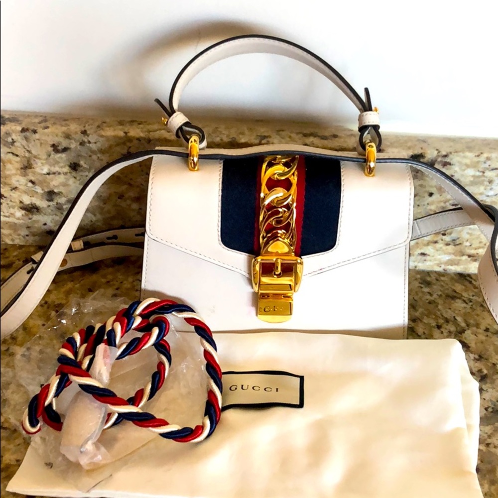 Gucci white Sylvia leather mini bag